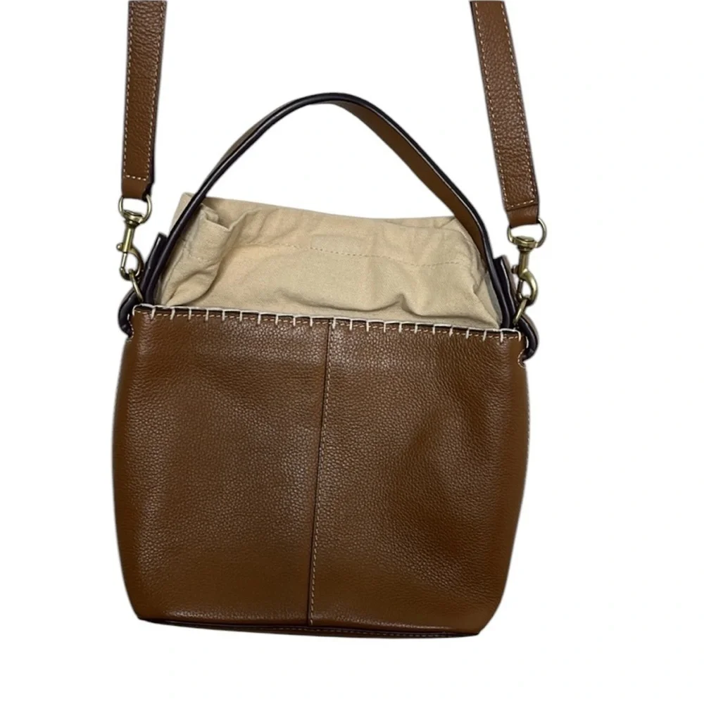 Lucky Brand Tan Leather Cloth Small Crossbody Bag